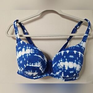 Cacique Blue and White Tie-Dye Bra